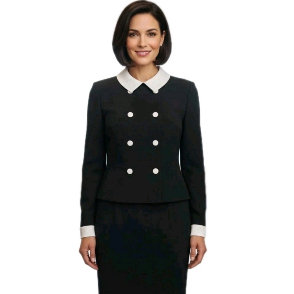 Brooks Brothers Vintage 80s Wool Jackie O Double Breasted Cost Dress Size 14